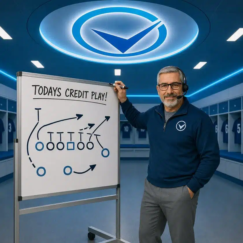 Coach Corey at a whiteboard diagramming a credit play